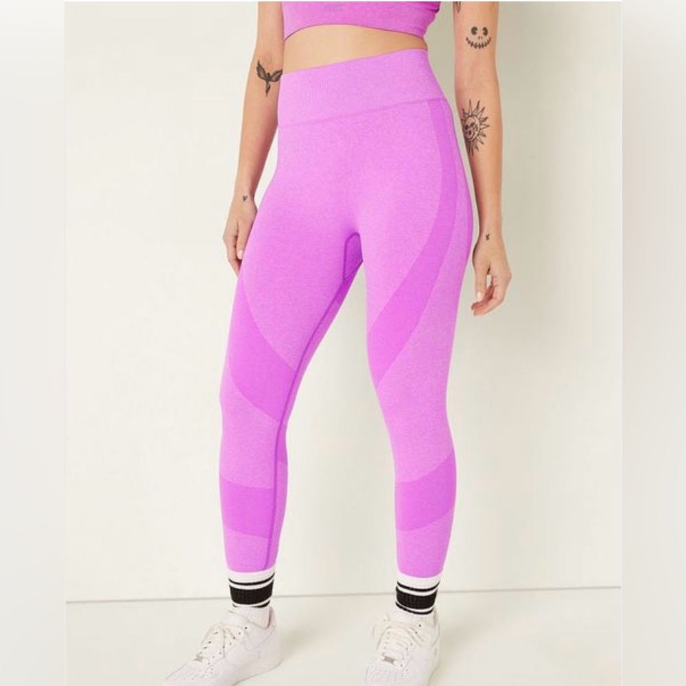 PINK Victoria’s Secret House Party Pink Marl Seamless High Waist Leggings‎ NEW